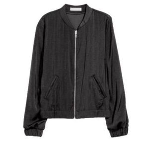 H&M Black Satin Bomber Jacket size 4 Great